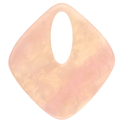 Hollow diamond pendant 28x25 mm, acetate - Pearlescent marbled salmon x1