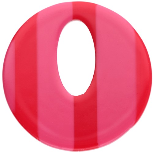 Round hollow acetate pendant 21 mm - Pink - Red stripes x1