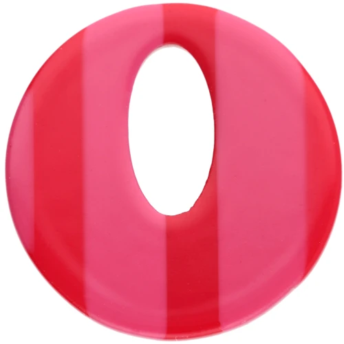 Round hollow acetate pendant 21 mm - Pink - Red stripes x1