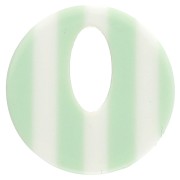 Round hollow acetate pendant 21 mm - Light green stripes - Ecru x1