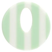 Round hollow acetate pendant 21 mm - Light green stripes - Ecru x1