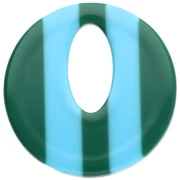 Round hollow acetate pendant 21 mm - Light blue - Dark green stripes x1