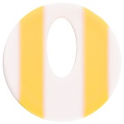 Acetate 21 mm round hollow pendant - White - Yellow stripes x1