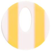 Acetate 21 mm round hollow pendant - White - Yellow stripes x1