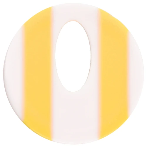 Acetate 21 mm round hollow pendant - White - Yellow stripes x1