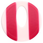 Acetate 21 mm Round Hollow Pendant - White Stripes - Raspberry x1