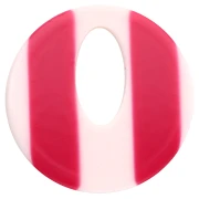 Acetate 21 mm Round Hollow Pendant - White Stripes - Raspberry x1