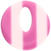 Round hollow acetate pendant 21 mm - Striped White - Magenta x1