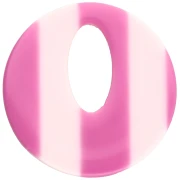 Round hollow acetate pendant 21 mm - Striped White - Magenta x1