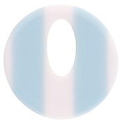 21 mm round acetate pendant - White - Light blue stripes x1