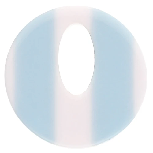 21 mm round acetate pendant - White - Light blue stripes x1