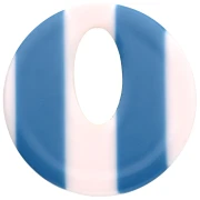 Round hollow acetate pendant 21 mm - White - Dark blue stripes x1