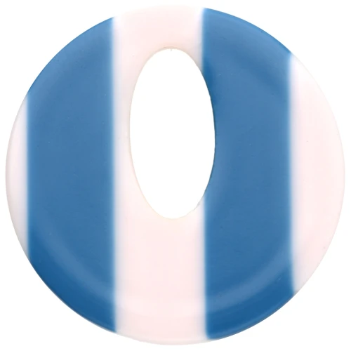 Round hollow acetate pendant 21 mm - White - Dark blue stripes x1