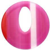 21 mm round acetate pendant - Fuschia stripes - Red - White x1