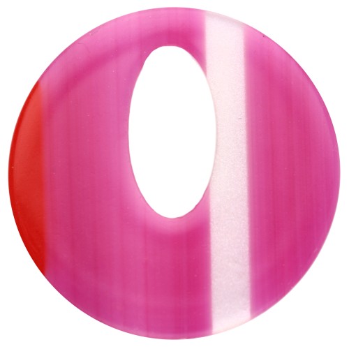 21 mm round acetate pendant - Fuschia stripes - Red - White x1