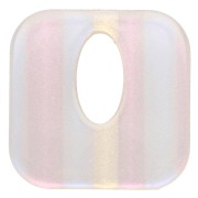 Acetate 21 mm hollow square pendant - Striped Transparent AB x1