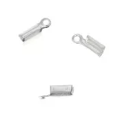 Rounded end clip 1mm silver tone x20