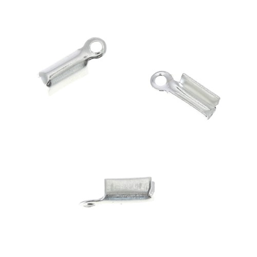 Rounded end clip 1mm silver tone x20