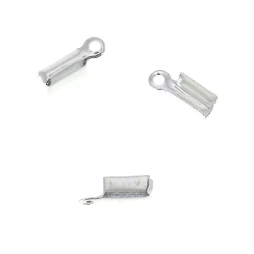 Rounded end clip 1mm silver tone x20