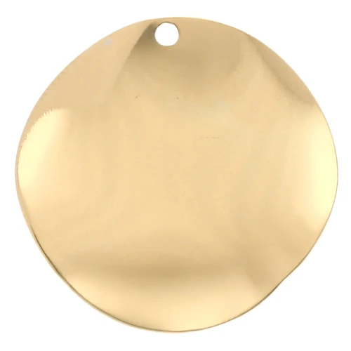 21 mm Round Wavy Pendant - Fine gold plated x1