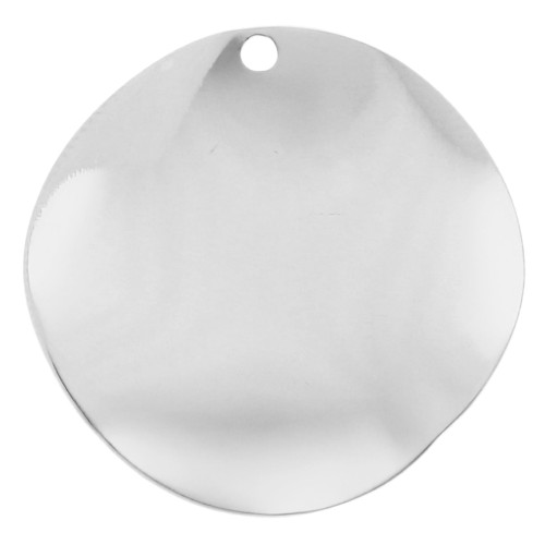 21 mm Round Wavy Pendant - Fine silver plated x1
