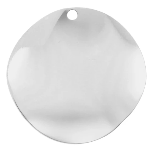 21 mm Round Wavy Pendant - Fine silver plated x1