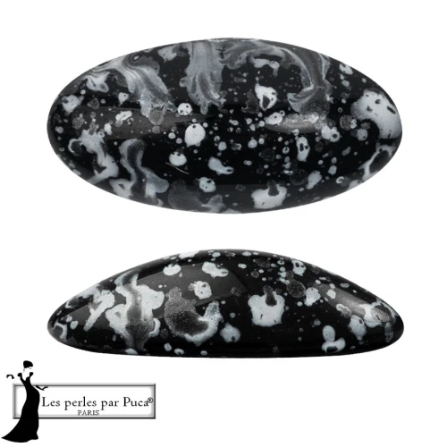 Athos 3D by Puca® oval glass cabochon, 20x10 mm - Enamel Grey x1