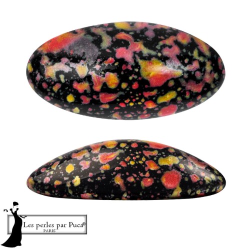 Athos 3D by Puca® oval glass cabochon, 20x10 mm - Enamel Orange x1