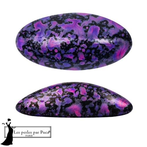 Athos 3D by Puca® oval glass cabochon, 20x10 mm - Enamel Purple and Pink x1