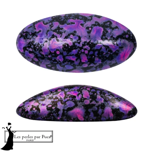 Athos 3D by Puca® oval glass cabochon, 20x10 mm - Enamel Purple and Pink x1