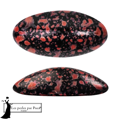 Athos 3D by Puca® oval glass cabochon, 20x10 mm - Enamel Red x1