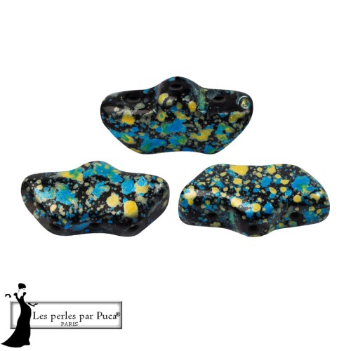 Delos® Glass Beads by Puca® 6x11 mm - Enamel Blue and Yellow, 10 g