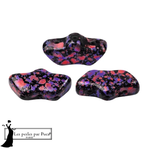 Delos® Glass Beads by Puca® 6x11 mm - Enamel Purple and Red x10g