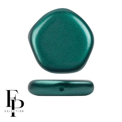 Glass bead pentagon 15x15 mm The Cute Polygon - Pastel Emerald x4