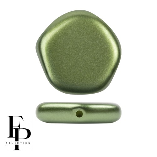 Glass bead pentagon 15x15 mm The Cute Polygon - Pastel Olivine x4