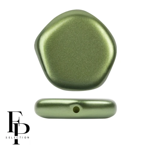 Glass bead pentagon 15x15 mm The Cute Polygon - Pastel Olivine x4