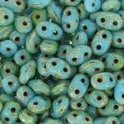 MiniDuo 2x4mm Blue Turquoise Picasso x10g