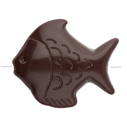 25x30 mm acrylic fish bead - Dark brown x1