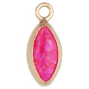 9x4 mm navette-shaped charm with a Hot Pink Opal Gold Filled (laminated gold) cabochon