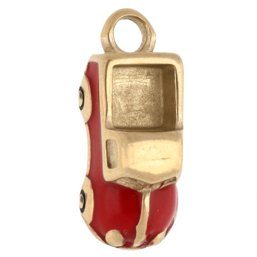 17x7 mm cabriolet charm with epoxy resin - 304 Stainless Steel Gold - Red x1