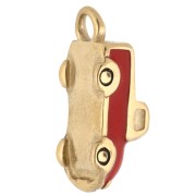17x7 mm cabriolet charm with epoxy resin - 304 Stainless Steel Gold - Red x1