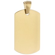18 carats gold - Rounded Rectangular Plate Pendant, 25x15 mm - Gold-Plated 316L Stainless Steel x1 Rounded Rectangular Plate Pendant, 25x15 mm - Gold-Plated 316L Stainless Steel x1