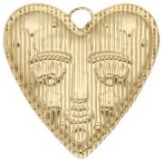 Heart pendant 30x28.5 mm - face pattern - 304 Stainless Steel Gilded x1