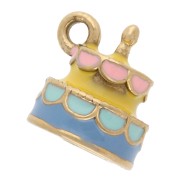 10 mm Cake Charm with Epoxy Resin - 304 Gold Stainless Steel - Multicolor x1|raw }}