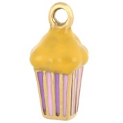 Popcorn charm 15.5x8 mm with epoxy resin - Stainless Steel 304 Gold - Yellow x1