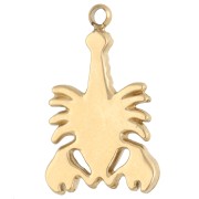 Lobster charm 19x12 mm with rhinestones - 304 Gold Stainless Steel - Crystal x1