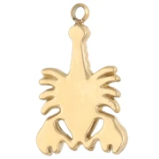 Lobster charm 19x12 mm with rhinestones - 304 Gold Stainless Steel - Crystal x1