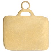 16x15 mm Suitcase Charm, Epoxy Resin - Gold-Plated 304 Stainless Steel - Brown x1