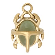 11.5x8 mm Beetle and Gemstone Charm - 304 Gold Stainless Steel - Aventurine x1