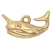 Narwhal Charm 9x19 mm - 304 Gold Stainless Steel x1